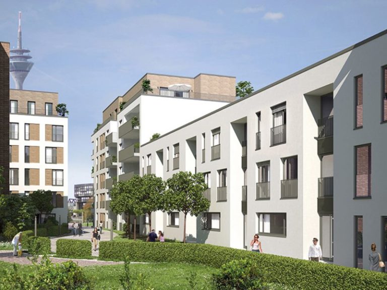 In Düsseldorf entstehen 84 Wohnungen, vier Stadthäuser und zwei Gewerbeeinheiten. - © BGS