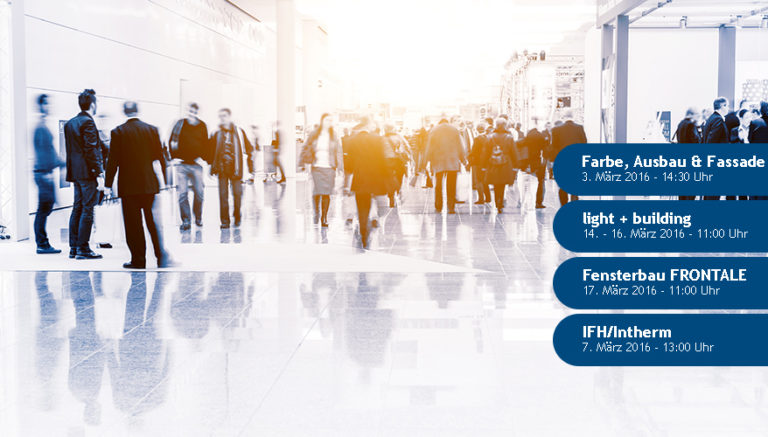 Messehighlights im Frühjahr 2016: Vorträge und Rundgänge der Verlags-Marketing Stuttgart Durch zahlreiche Medienkooperationen ist die Verlags-Marketing Stuttgart mit all ihren Fachmagazinen auf den wichtigsten Messen der Branche vertreten. - Bild Hintergrund: © davis, Fotolia.de