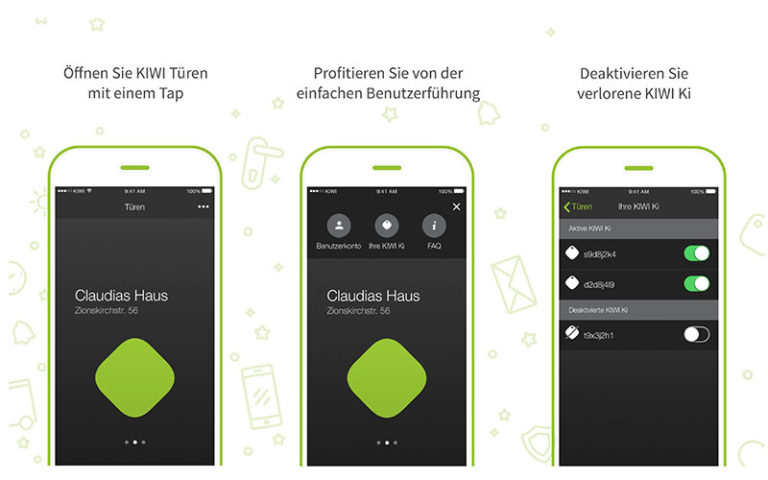 Echt smart: Neue App macht das Handy zum digitalen Schlüssel Mit einem simplen Tap auf das Display ihres iPhones oder ihrer Apple Watch entriegeln Nutzer fortan die Haustür. - Bild: © KIWI.KI GmbH