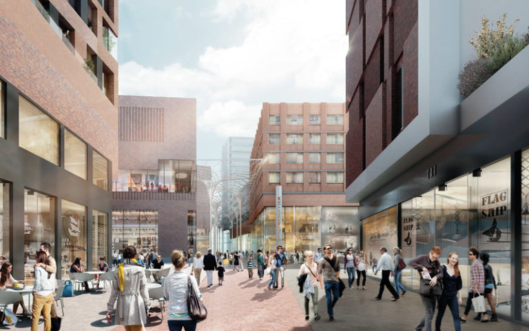 Stadtentwicklung bewahren – Kombination aus Wohnen, Arbeiten, Versorgen Das Überseequartier, Teil der Hafen-City Hamburg, verbindet Shopping, Hotel und Gastronomie.