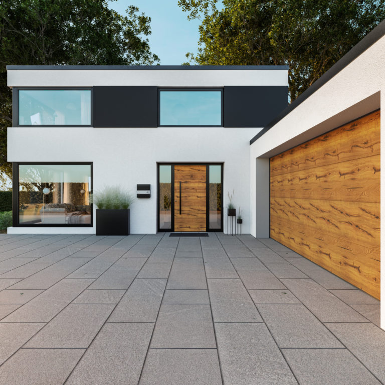 Modernes Tor- und Türdesign im Partnerlook